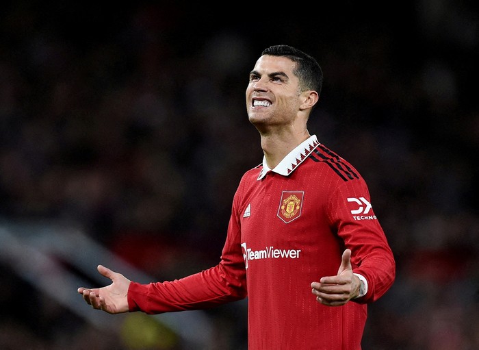 Cristiano Ronaldo FILE PHOTO: Soccer Football - Premier League - Manchester United v West Ham United - Old Trafford, Manchester, Britain - October 30, 2022 Manchester Uniteds Cristiano Ronaldo reacts REUTERS/Peter Powell/File Photo EDITORIAL USE ONLY. No use with unauthorized audio, video, data, fixture lists, club/league logos or live services. Online in-match use limited to 75 images, no video emulation. No use in betting, games or single club /league/player publications. Please contact your account representative for further details