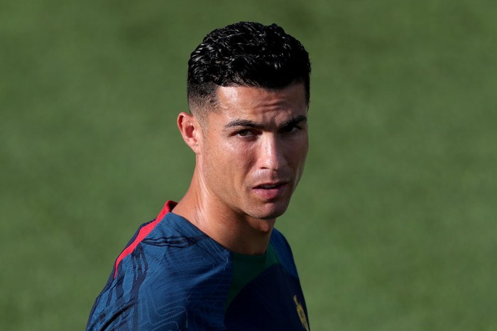 Portugals forward Cristiano Ronaldo attends a training session at Cidade do Futebol training camp in Oeiras, Portugal, on September 20, 2022. Portugals football team started on Tuesday the preparation for the upcoming UEFA Nations League matches against Czech Republic and Spain. (Photo by Pedro Fiúza/NurPhoto via Getty Images)