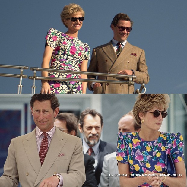 Foto: instagram.com/thecrownnetflix Kostum The Crown (atas) dan di realita (bawah)/