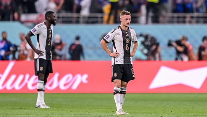 DOHA, QATAR - NOVEMBER 23: Joshua Kimmich (Germany) looks on during the FIFA World Cup Qatar 2022 Group E match between Germany and Japan at Khalifa International Stadium on November 23, 2022 in Doha, Qatar. (Photo by Harry Langer/DeFodi Images via Getty Images)
