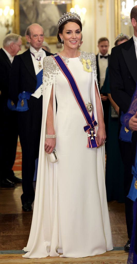LONDON, ENGLAND - NOVEMBER 22: Catherine, Princess of Wales during the State Banquet at Buckingham Palace on November 22, 2022 in London, England. This is the first state visit hosted by the UK with King Charles III as monarch, and the first state visit here by a South African leader since 2010. (Photo by Chris Jackson/Getty Images)