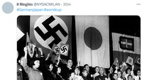 Selain anime, duel Jerman kontra Jepang turut mengingatkan warganet dengan poros Axis kedua negara di Perang Dunia II. (Foto: Twitter)