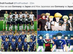 Duel Jerman vs Jepang mengingatkan warganet dengan arc anime Captain Tsubasa kala Jepang menghadapi Karl-Heinz Schneider cs di Piala Dunia junior! (Foto: Twitter)