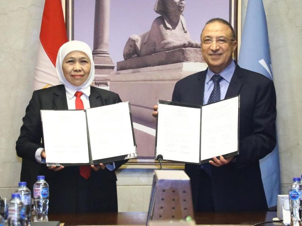 Khofifah Tandatangani Kerjasama Tiga Sektor dengan Mesir