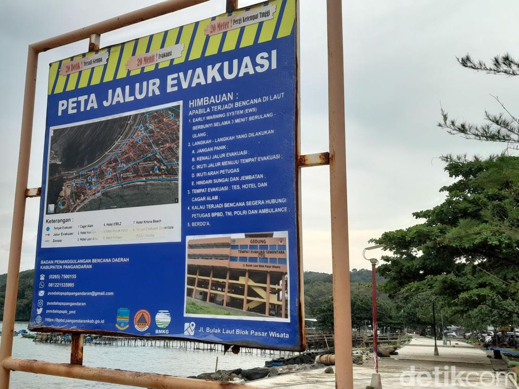 Minimnya Rambu Jalur Evakuasi Bencana di Pantai Pangandaran Minimnya Rambu Jalur Evakuasi Bencana di Pantai Pangandaran