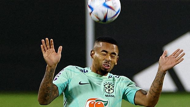 Soccer Football - FIFA World Cup Qatar 2022 - Brazil Training - Al Arabi SC Stadium, Doha, Qatar - November 21, 2022 Brazil's Gabriel Jesus during training REUTERS/Bernadett Szabo