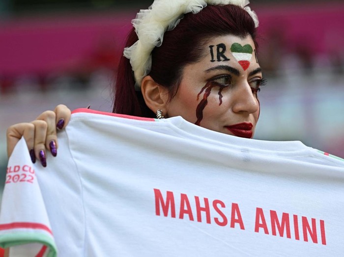 Soccer Football - FIFA World Cup Qatar 2022 - Group B - Wales v Iran - Ahmad Bin Ali Stadium, Al Rayyan, Qatar - November 25, 2022
An Iran fan is pictured inside the stadium before the match REUTERS/Dylan Martinez