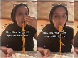 Unik! Cara Orang di Kenya Makan Spaghetti Ini Jadi Viral