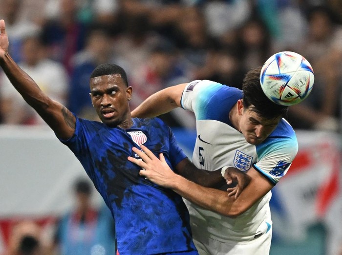 AL KHOR, QATAR - NOVEMBER 25: Weston McKennie of United States reacts after missing a chance during the FIFA World Cup Qatar 2022 Group B match between England and USA at Al Bayt Stadium on November 25, 2022 in Al Khor, Qatar. (Photo by Michael Regan - FIFA/FIFA via Getty Images)