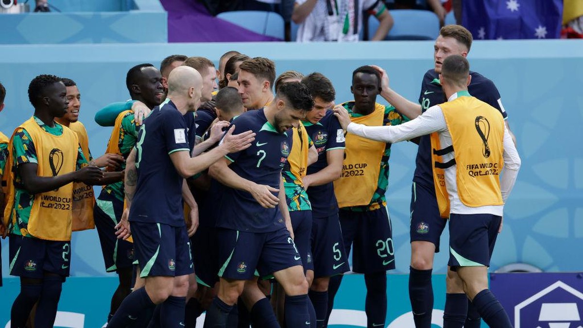 Timnas Australia akhirnya menang lagi di Piala Dunia (Getty Images/Soccrates Images)