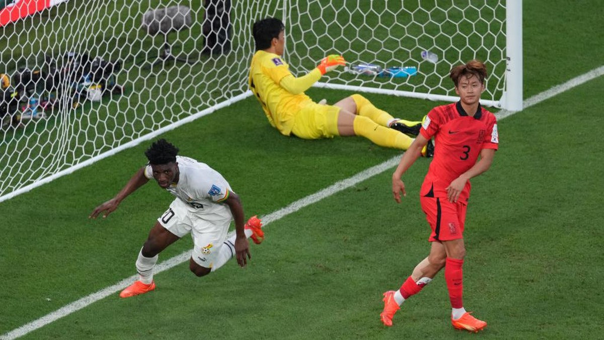 Ghana unggul 2-0 atas Korea Selatan di babak pertama. (Foto: Anadolu Agency via Getty Images/Anadolu Agency)
