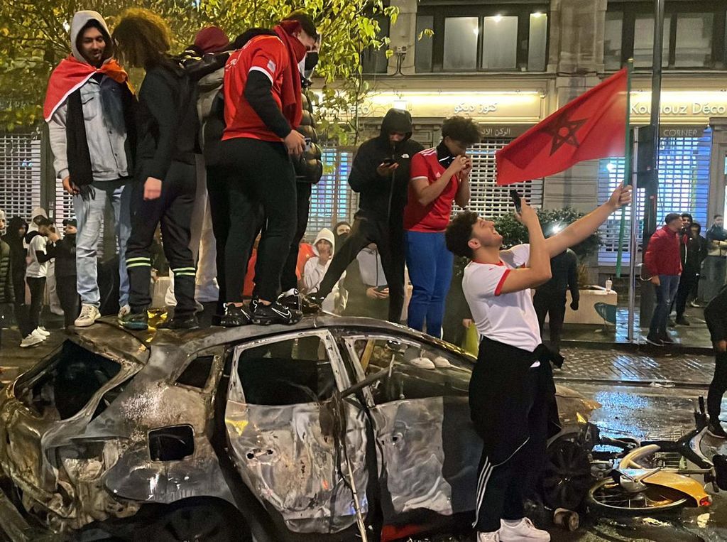 Potret Kerusuhan di Brussel Gegara Belgia Kalah dari Maroko