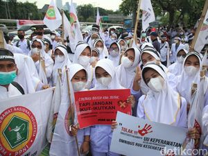Ratusan Nakes Geruduk Gedung DPR