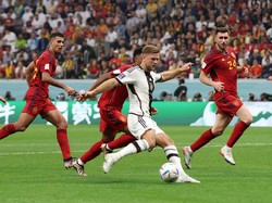 Jerman bisa mencetak gol pada menit ke-83. Kerja sama apik Sane dan Musiala membebaskan Niclas Fullkrug. Sepakan keras Fullkrug tak terbendung Simon. Reuters/Matthew Childs  