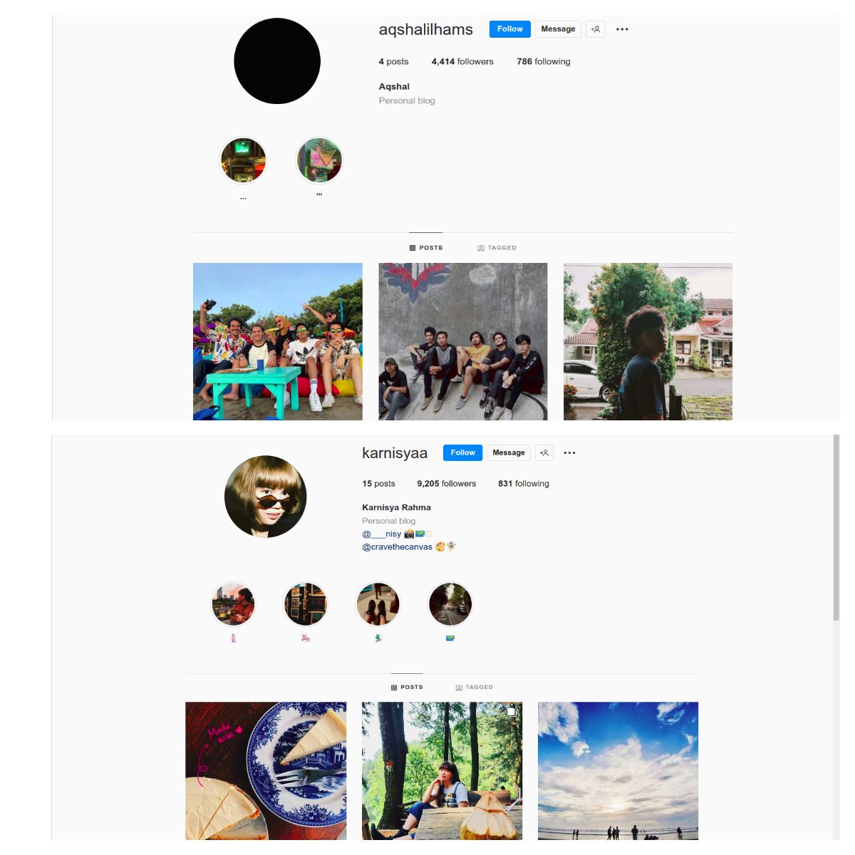Akun Instagram anak-anak Teddy Syah & Rina Gunawan.