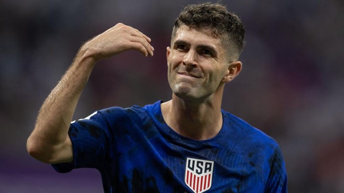 Christian Pulisic AL KHOR, QATAR - November, 25: Christian Pulisic of USA reacts during the FIFA World Cup Qatar 2022 Group B match between England (0) and USA (0) at Al Bayt Stadium on November 25, 2022 in Al Khor, Qatar. (Photo by Simon Bruty/Anychance/Getty Images)
