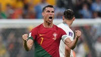 Ronaldo sejatinya tetap terlihat senang selepas laga. Hasil ini membawa Portugal menyegel tiket ke babak 16 besar, meski masih ada satu lagi di fase grup. Adam Davy/PA Images/Getty Images  