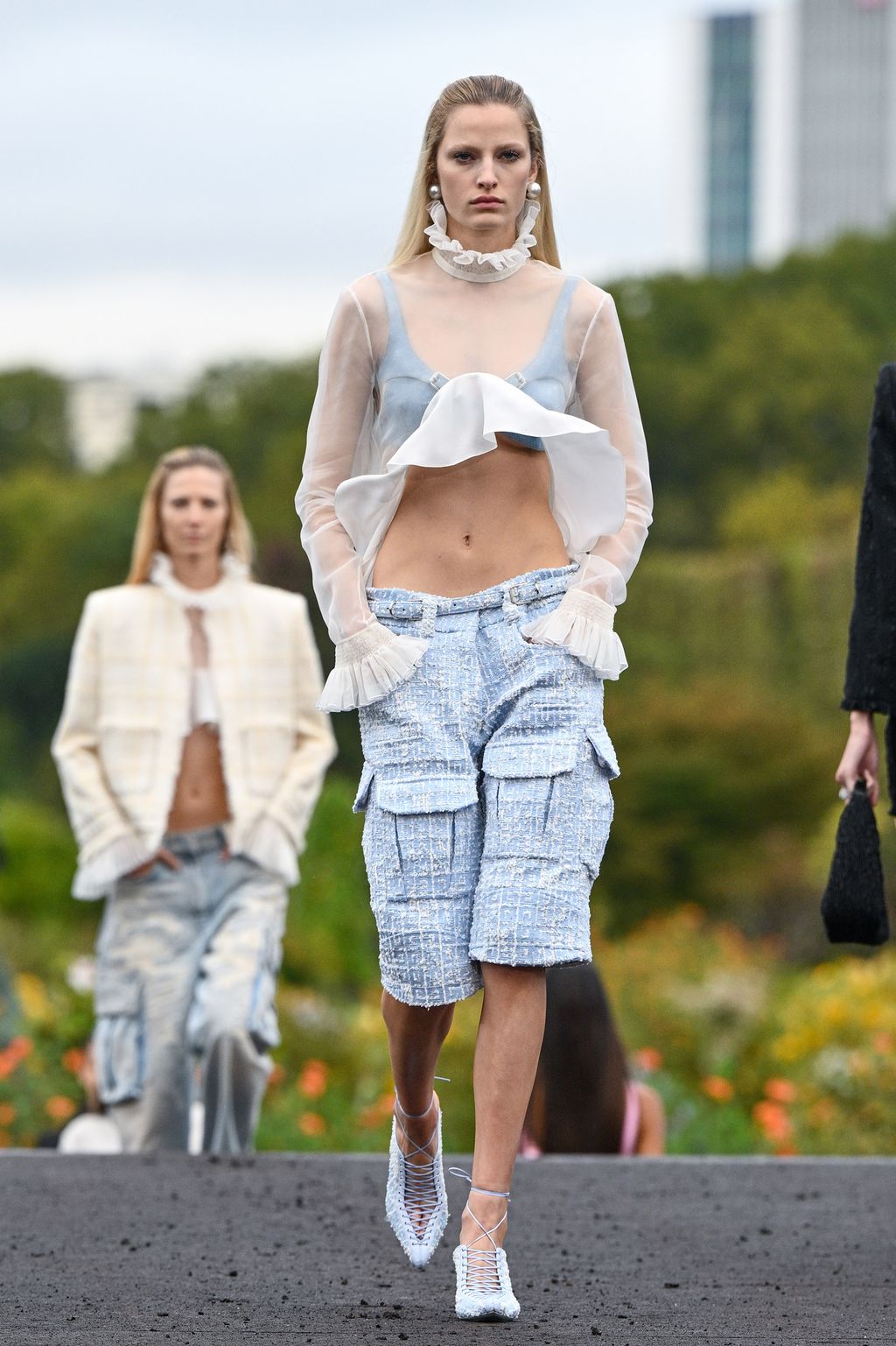 PARIS, FRANCE - OCTOBER 02: (EDITORIAL USE ONLY - For Non-Editorial use please seek approval from Fashion House) A model walks the runway during the Givenchy Womenswear Spring/Summer 2023 show as part of Paris Fashion Week on October 02, 2022 in Paris, France. (Photo by Pascal Le Segretain/Getty Images)