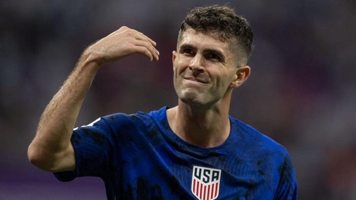 AL KHOR, QATAR - November, 25: Christian Pulisic of USA reacts during the FIFA World Cup Qatar 2022 Group B match between England (0) and USA (0) at Al Bayt Stadium on November 25, 2022 in Al Khor, Qatar. (Photo by Simon Bruty/Anychance/Getty Images)