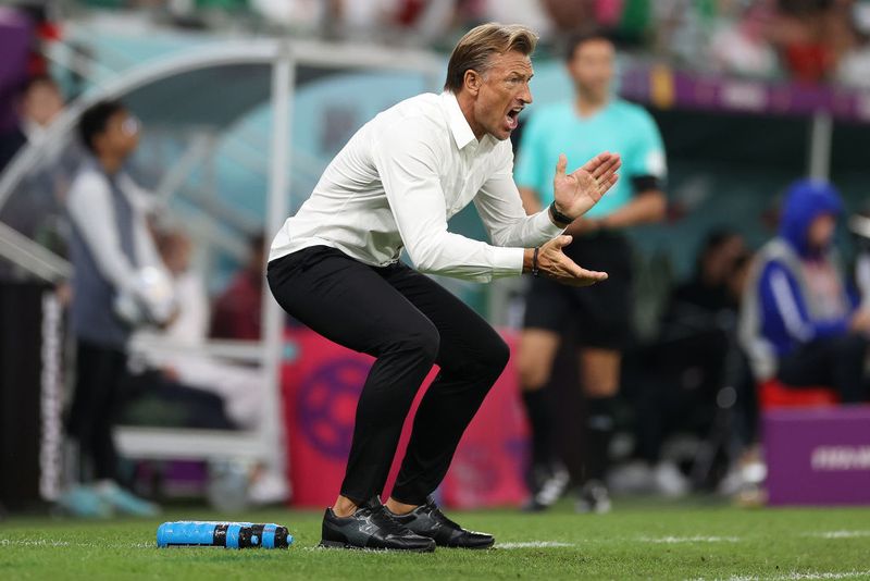 AL RAYYAN, QATAR - NOVEMBER 26: Herve Renard, Head Coach of Saudi Arabia during the FIFA World Cup Qatar 2022 Group C match between Poland and Saudi Arabia at Education City Stadium on November 26, 2022 in Al Rayyan, Qatar. (Photo by Michael Steele/Getty Images)