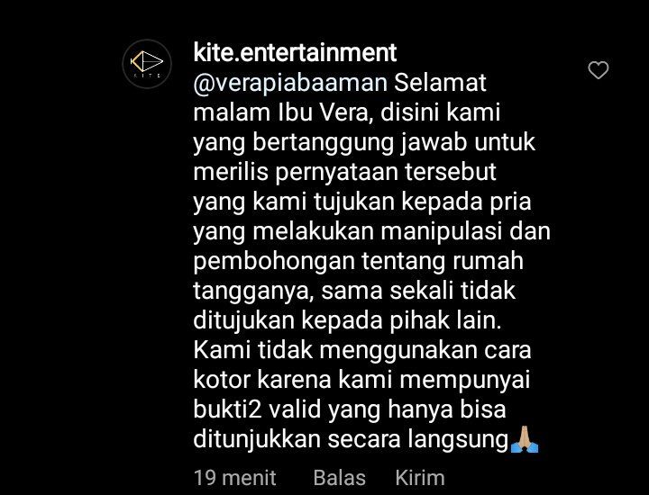 KITE Entertainment membalas komentar ibunda Amanda Zahra
