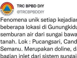 Heboh Air Menyembur Deras dari Sungai Bawah Tanah di Gunungkidul