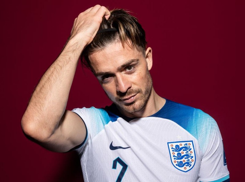 DOHA, QATAR - NOVEMBER 16: Jack Grealish of England poses during the official FIFA World Cup Qatar 2022 portrait session on November 16, 2022 in Doha, Qatar. (Photo by Mike Hewitt - FIFA/FIFA via Getty Images)