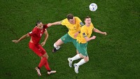 Australia vs Denmark tersaji di Al Janoub Stadium, Rabu (30/11/2022) malam WIB. Tidak ada gol tercipta pada babak pertama.