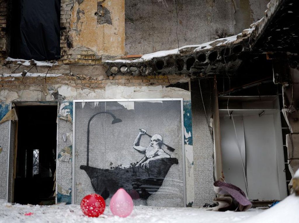 Mural Banksy Muncul Lagi di Ukraina