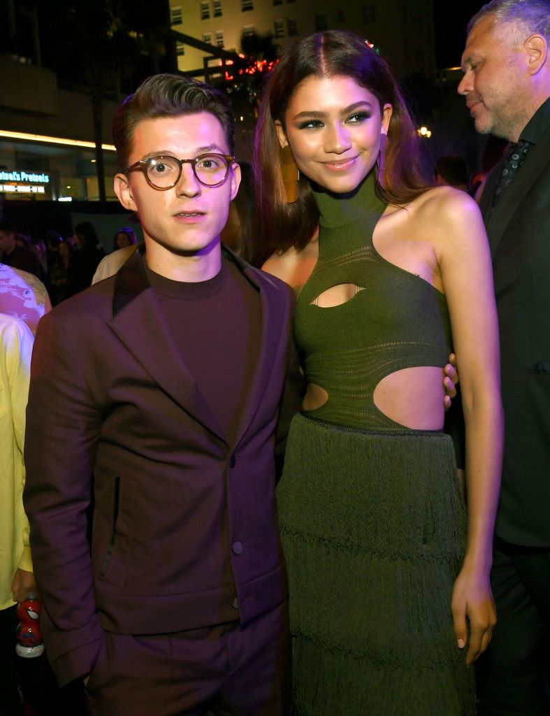 HOLLYWOOD, CALIFORNIA - JUNE 26: Tom Holland (L) and Zendaya pose at the after party for the premiere of Sony Pictures' 