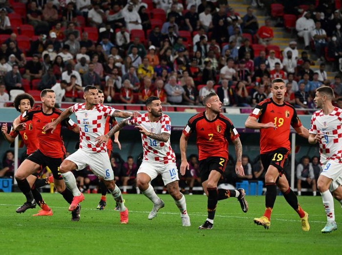 Belgium's forward #09 Romelu Lukaku gestures during the Qatar 2022 World Cup Group F football match between Croatia and Belgium at the Ahmad Bin Ali Stadium in Al-Rayyan, west of Doha on December 1, 2022. (Photo by GABRIEL BOUYS / AFP) (Photo by GABRIEL BOUYS/AFP via Getty Images)