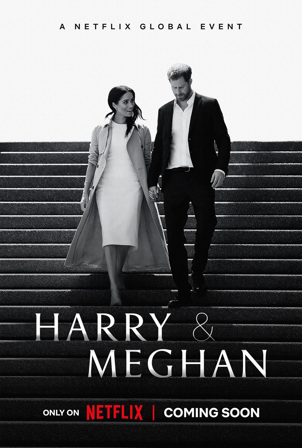 This image released by Netflix shows Prince Harry and Meghan, Duke and Duchess of Sussex, in a scene from the upcoming documentary 