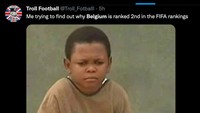 Belgia sendiri punya peringkat dua FIFA, tapi kok jelek ya di Piala Dunia 2022? (Foto: Twitter @Troll_Football)