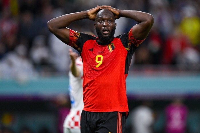 DOHA, QATAR - DECEMBER 1: Romelu Lukaku of Belgium reacts during the Group F - FIFA World Cup Qatar 2022 match between Croatia and Belgium at the Ahmad Bin Ali Stadium on December 1, 2022 in Doha, Qatar (Photo by Pablo Morano/BSR Agency/Getty Images)