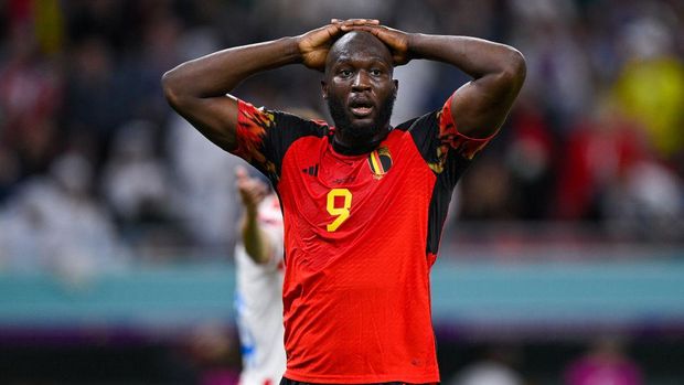 DOHA, QATAR - DECEMBER 1: Romelu Lukaku of Belgium reacts during the Group F - FIFA World Cup Qatar 2022 match between Croatia and Belgium at the Ahmad Bin Ali Stadium on December 1, 2022 in Doha, Qatar (Photo by Pablo Morano/BSR Agency/Getty Images)