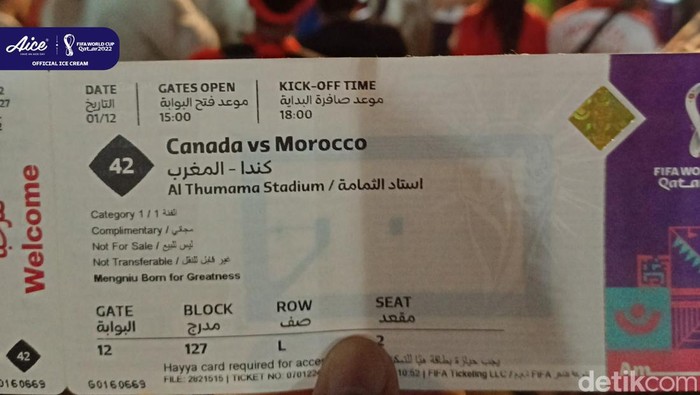 Tiket Kanada vs Maroko Piala Dunia 2022