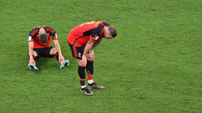 Timnas Belgia DOHA, QATAR - DECEMBER 01: Toby Alderweireld of Belgium looks dejected after their sides' elimination from the tournament during the FIFA World Cup Qatar 2022 Group F match between Croatia and Belgium at Ahmad Bin Ali Stadium on December 01, 2022 in Doha, Qatar. (Photo by Justin Setterfield/Getty Images)