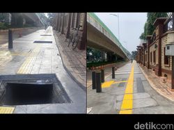 Lubang Trotoar Kawasan Sekitar Mabes Polri Sudah Ditutup