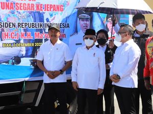 Maruf Amin & Trenggono Lepas Ekspor 1,4 Ton Tuna dari Biak ke Jepang