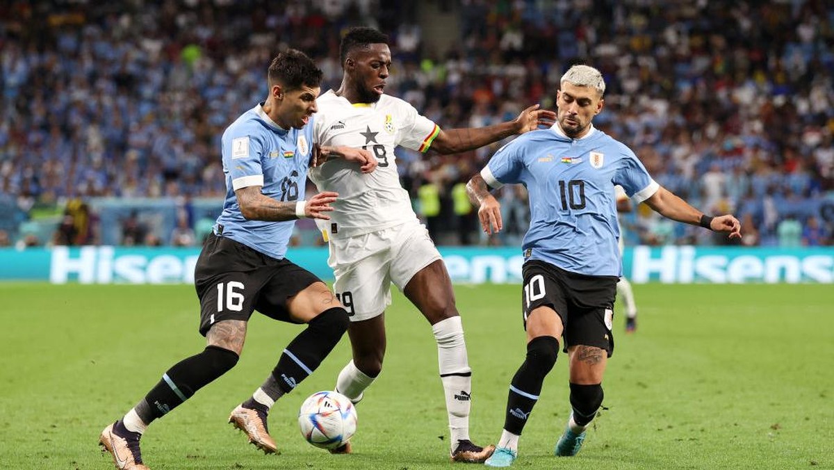 Uruguay menang 2-0 atas Ghana (Foto: Getty Images/Elsa)