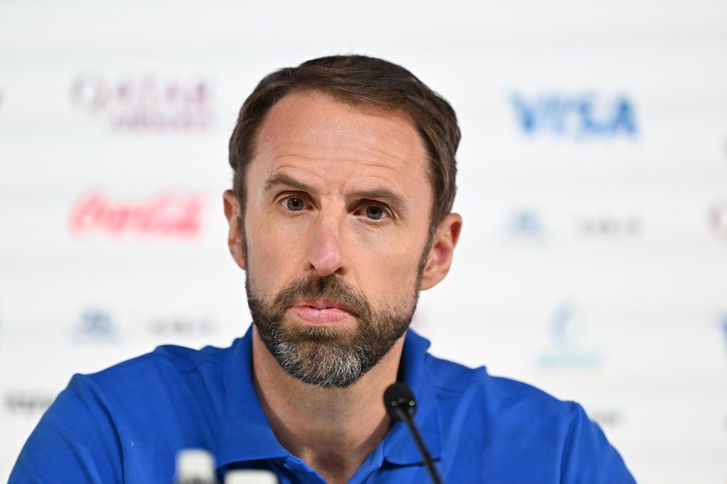 DOHA, QATAR - DECEMBER 03: Head coach of England Gareth Southgate attends a press conference ahead of the FIFA World Cup Qatar 2022 round of 16 football match between England and Senegal on December 03, 2022 in Doha, Qatar. (Photo by Mustafa Yalcin/Anadolu Agency via Getty Images)