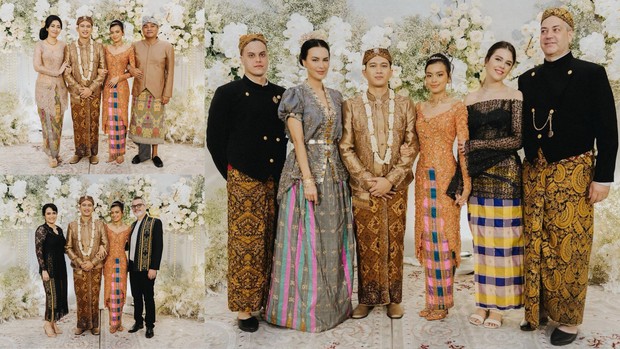 Eva Celia dan keluarga/ Foto: Instagram/sophia_latjuba88 Eva Celia dan keluarga di pernikahannya dengan Demas Narawangsa