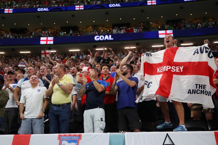 AL KHOR, QATAR - NOVEMBER 29: Spectators with flags, banners Free Palestine during the FIFA World Cup Qatar 2022 Group A match between Netherlands and Qatar at Al Bayt Stadium on November 29, 2022 in Al Khor, Qatar. (Photo by Harry Langer/DeFodi Images via Getty Images)