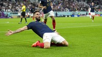 Tampil dominan, Prancis baru bisa menjebol gawang Polandia pada menit ke-44 lewat Olivier Giroud. AP/Ebrahim Noroozi