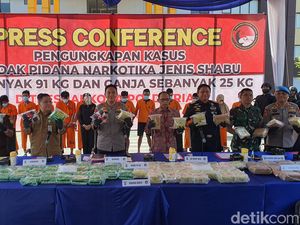 Polisi Bekuk 12 Bandar Narkoba di Riau, 91 Kg Sabu Disita