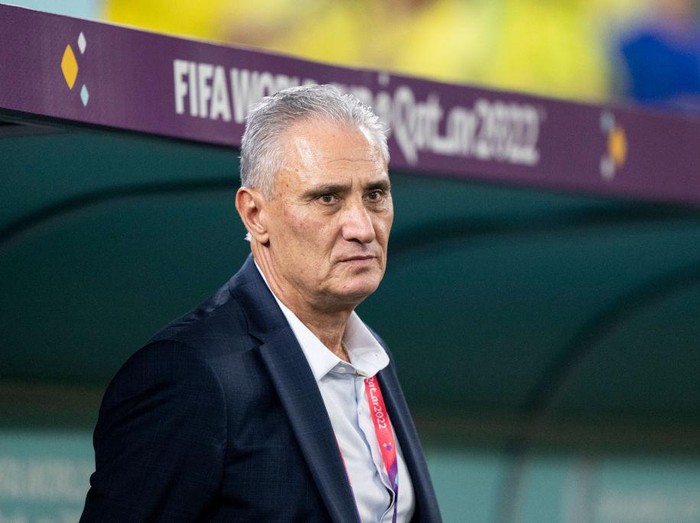 DOHA, QATAR - DECEMBER 05: Brazil Manager Tite during the FIFA World Cup Qatar 2022 Round of 16 match between Brazil and South Korea at Stadium 974 on December 5, 2022 in Doha, Qatar. (Photo by Sebastian Frej/MB Media/Getty Images)