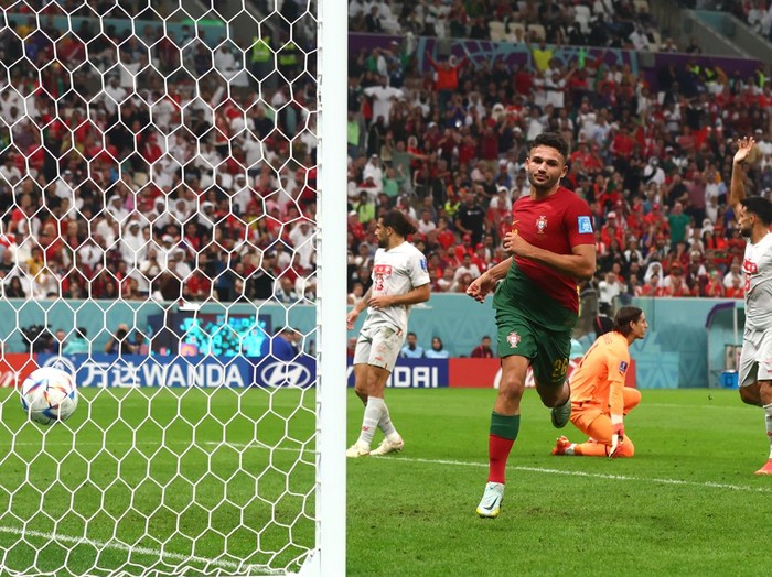 DOHA, QATAR - DECEMBER 6: Cristiano Ronaldo of Portugal  during the  World Cup match between Portugal  v Switzerland  at the Lusail Stadium on December 6, 2022 in Doha Qatar (Photo by Rico Brouwer/Soccrates/Getty Images)