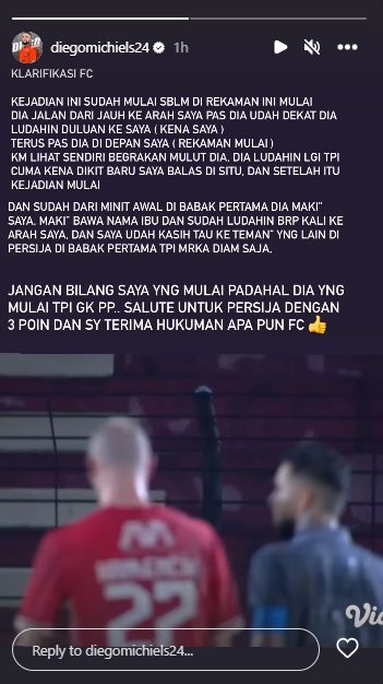 Diego Michiels angkat bicara soal pertikaiannya dengan Michael Krmencik. Kapten Borneo FC itu tak terima diprovokasi pemain Persija Jakarta tersebut dari awal.