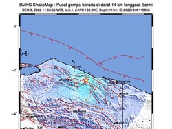 Gempa Terkini M 2,5 Guncang Sarmi Papua, Berpusat di Darat