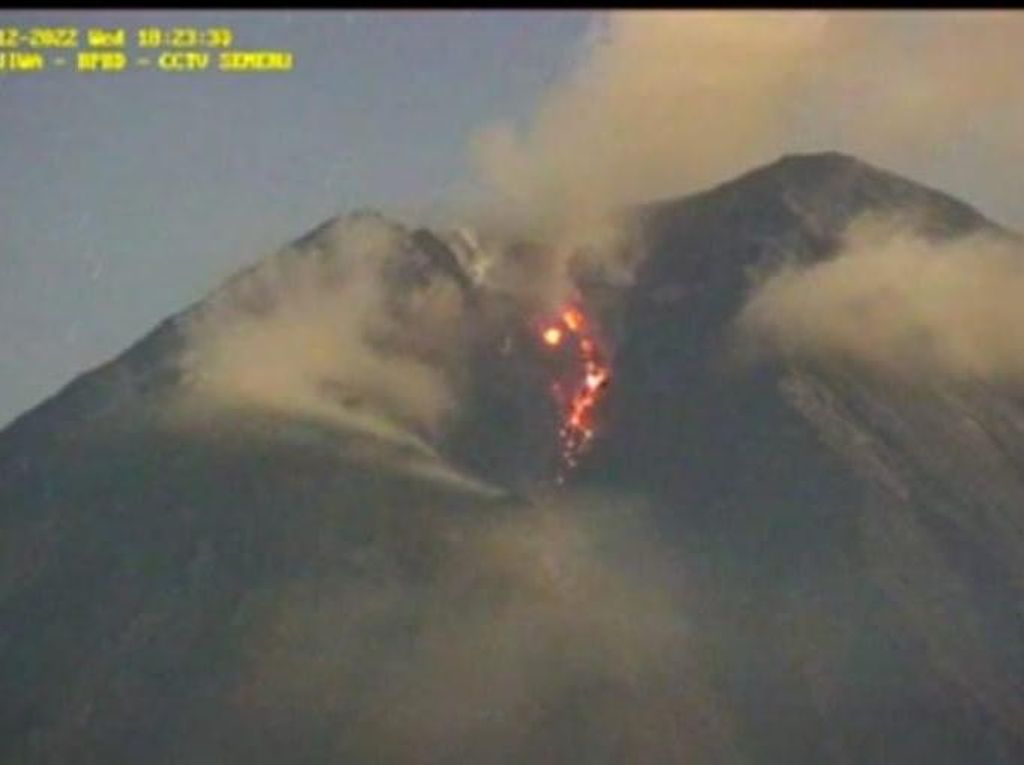 Gunung Semeru Muntahkan Lava Pijar Sejauh 500 Meter
